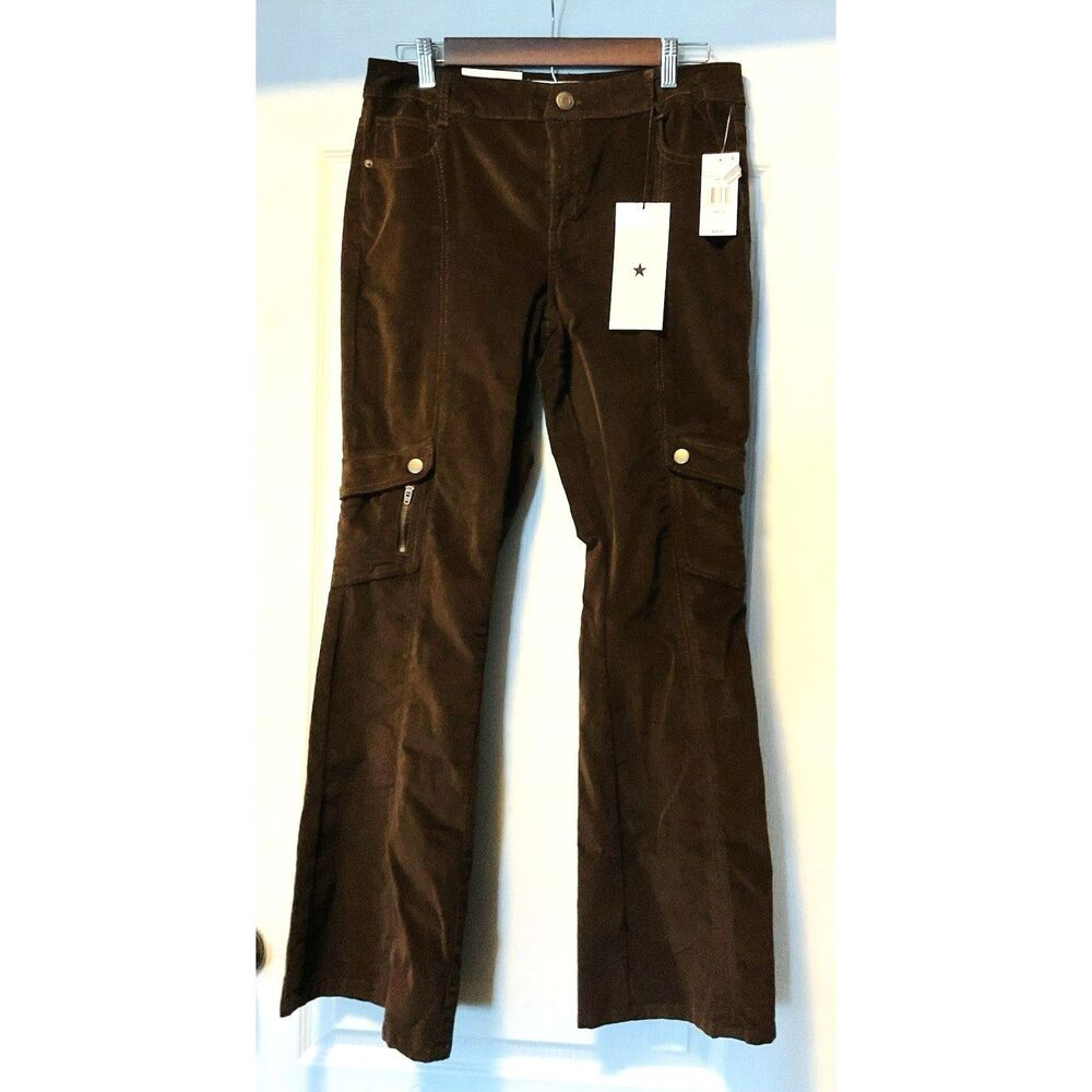 Vanilla Star Women's Corduroy Moto Bootcut Pants Size 10, Raisin NWT